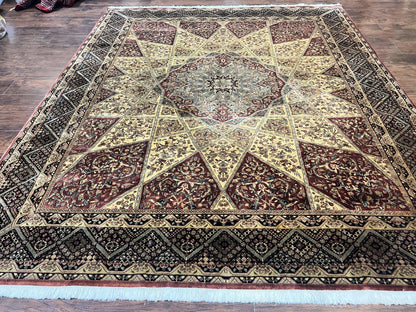 Indo Persian Rug 8x10, Dome Design, 210 KPSI, Handmade Vintage Wool Rug - Nuvé