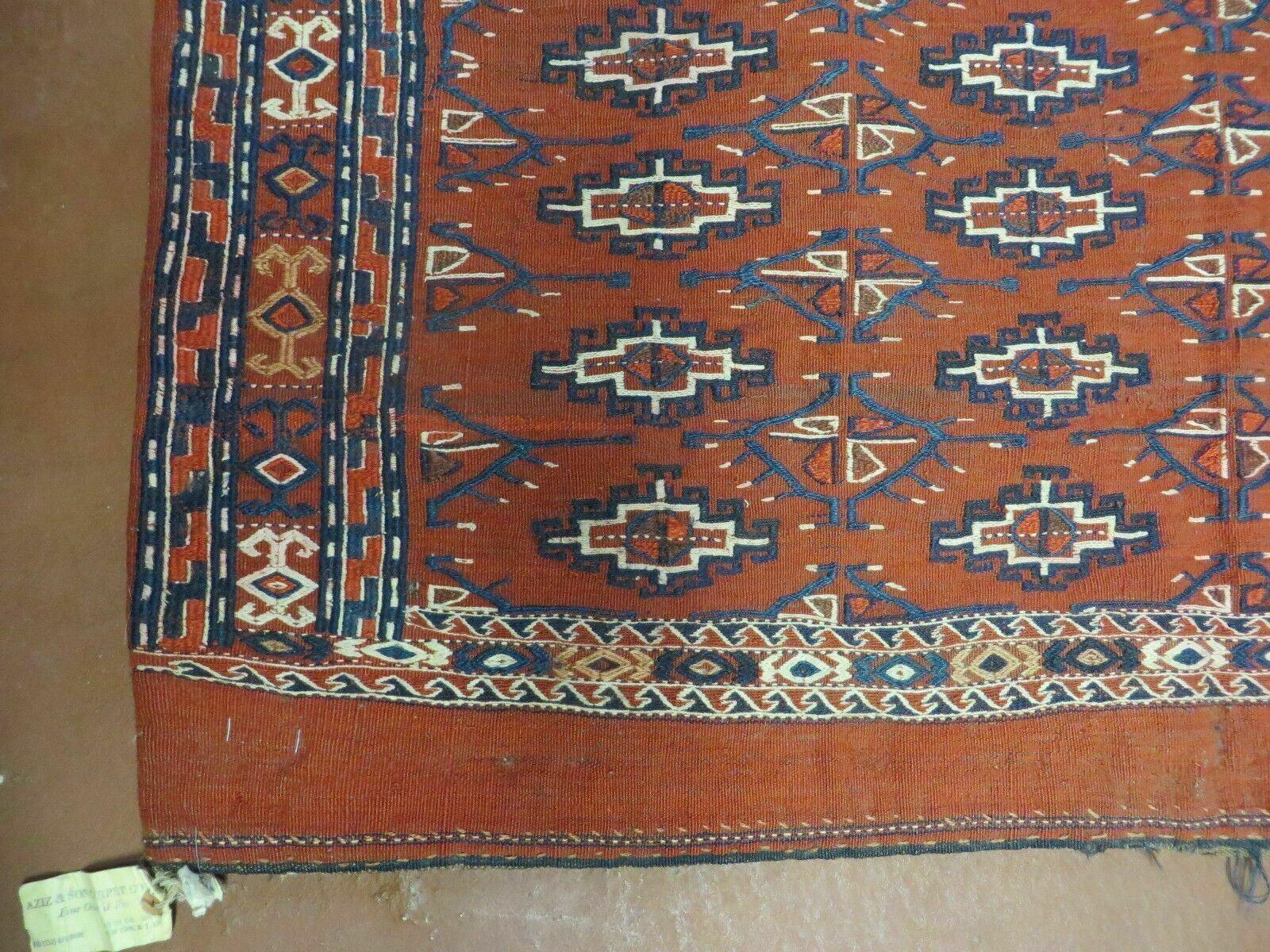 2'8" X 4' Antique Handmade Tribal Wool Rug Pillow Case Yamud Flat Weave Diamond - Nuvé