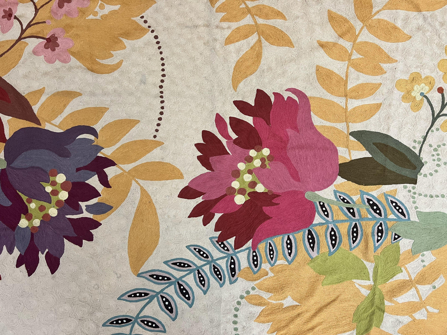 Indian Hand Stitched Rug 4x6, Floral, Silk, Large Floral Design - Nuvé