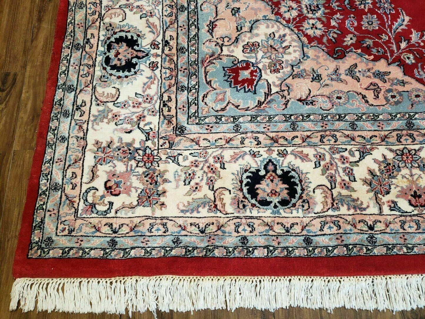 9' X 12' Vintage Handmade India Medallion Wool Rug Vegetable Dyes Nice Red - Nuvé