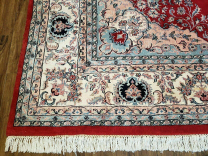 9' X 12' Vintage Handmade India Medallion Wool Rug Vegetable Dyes Nice Red - Nuvé