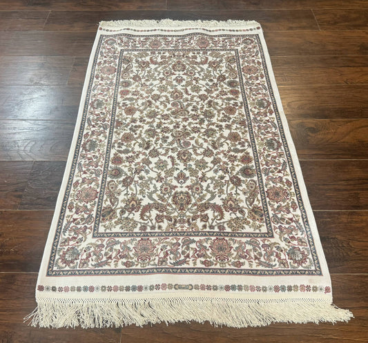 Small Turkish Silk Rug 2.6 x 4, Ivory, Allover Design, Bamboo Silk - Nuvé