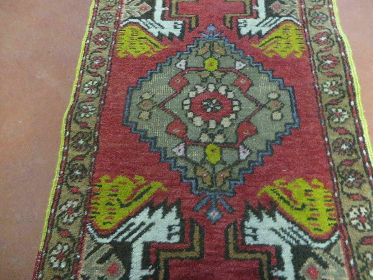 20" X 38" Antique Handmade Turkish Oushak Oshak Yastik Wool Rug Mat Turkey Nice