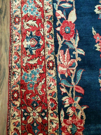 4' X 7' Vintage Handmade Turkish Wool Rug Flowers Birds Tree Of Life Blue Red - Nuvé