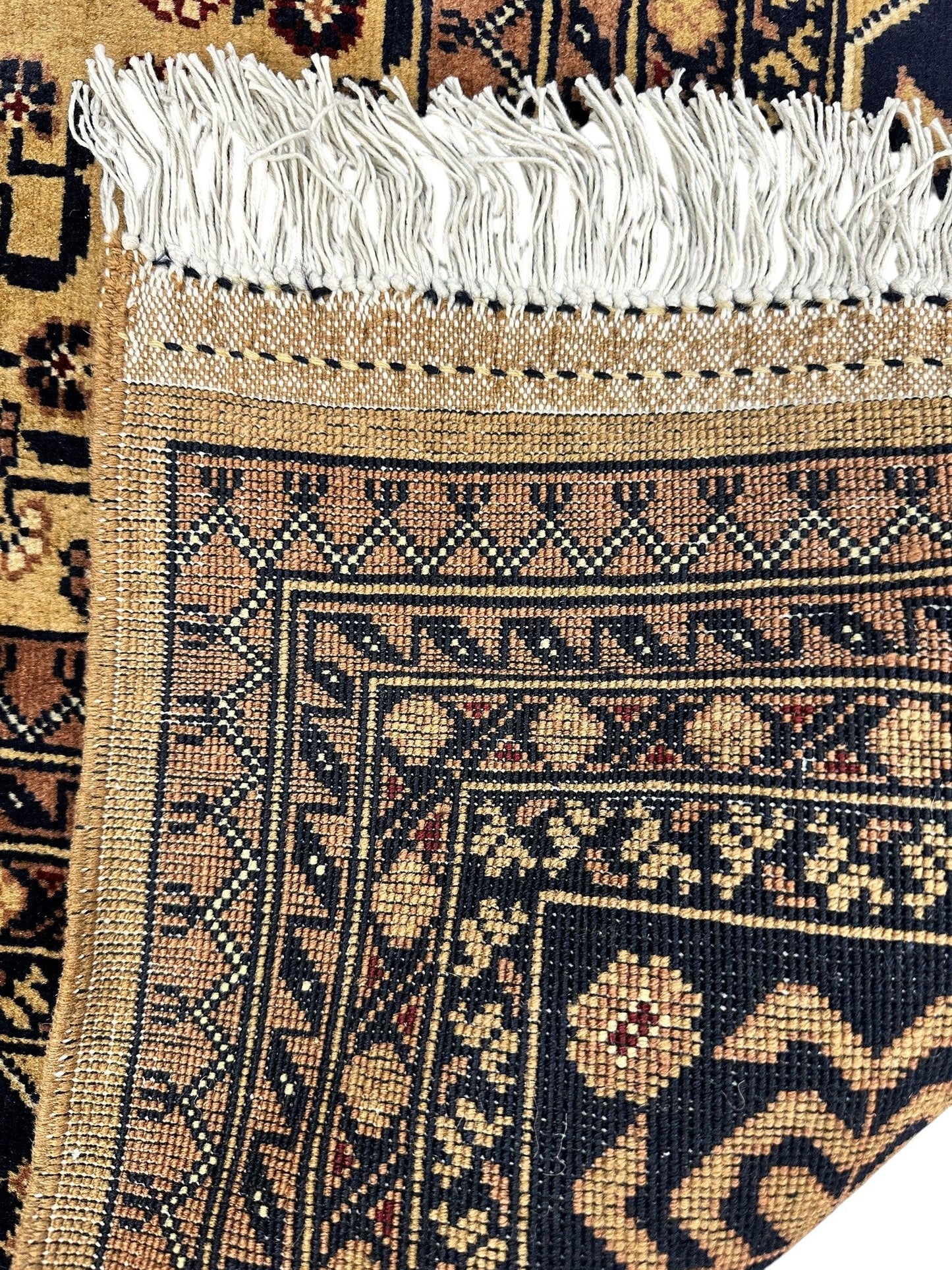 Hand-Knotted Afghan Bukhara Rug 8'4" x 11'10" - Wool, Geometric Patterns - Nuvé