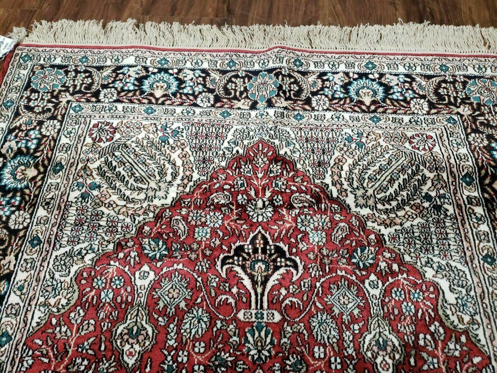 3' X 5' Vintage Fine Handmade India Oriental Kashmir Silk Rug 400 KPSI Wow - Nuvé