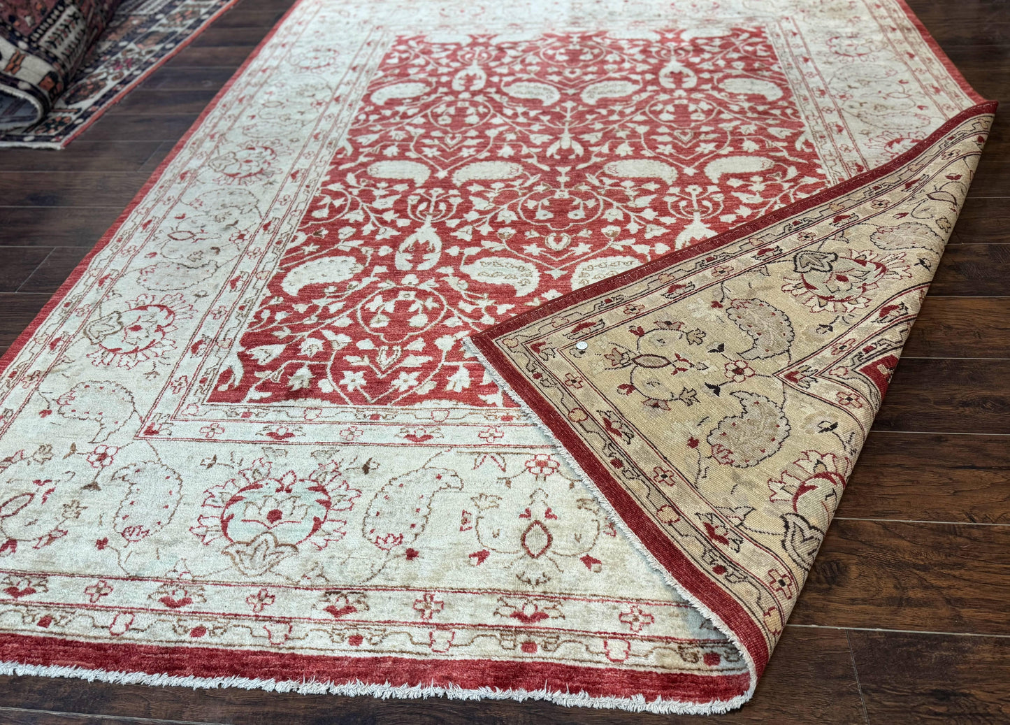 Pakistani Chobi Rug 8x10, Red, Handmade - Nuvé