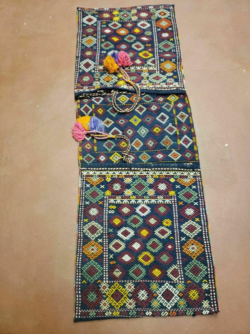 2' X 4' Handmade Turkish Tribal Kilim Wool Rug Double Saddle Bag Khorjin Nice - Nuvé