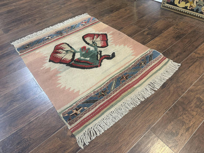 Turkish Kilim Rug 2.5 x 4.7, Flatweave Bohemian Blanket Rug, Wall Hanging Tapestry Rug - Nuvé