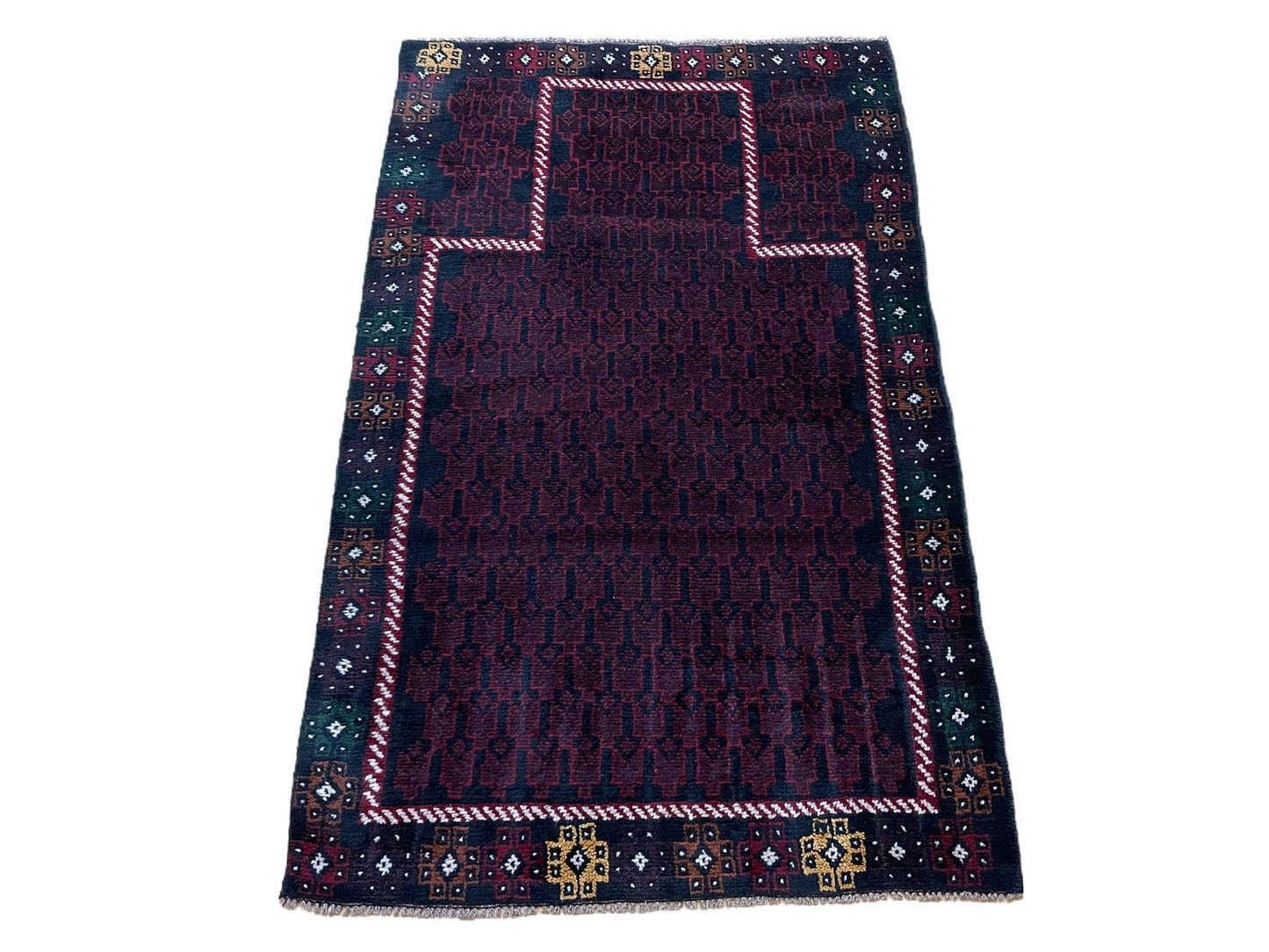 3 X 5 Vintage Handmade Tribal Wool Rug Baluchi Rug Afghan Rug Balouch Rug 3x4.7 - Nuvé