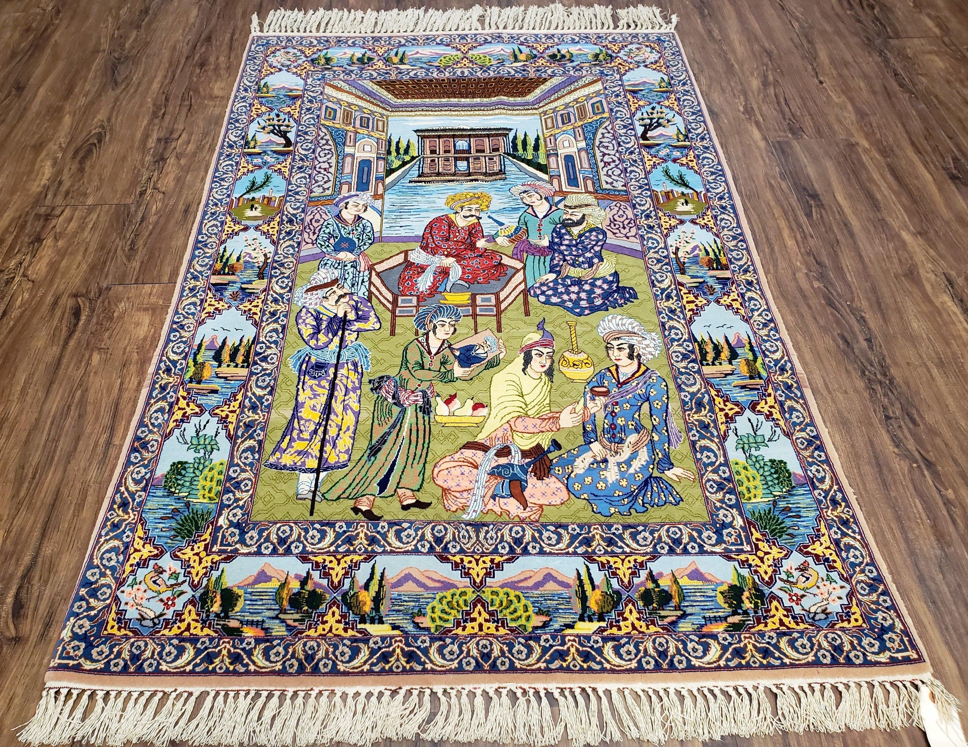 Persian Isfahan Pictorial Rug 3x5 – Kork Wool on Silk - Nuvé