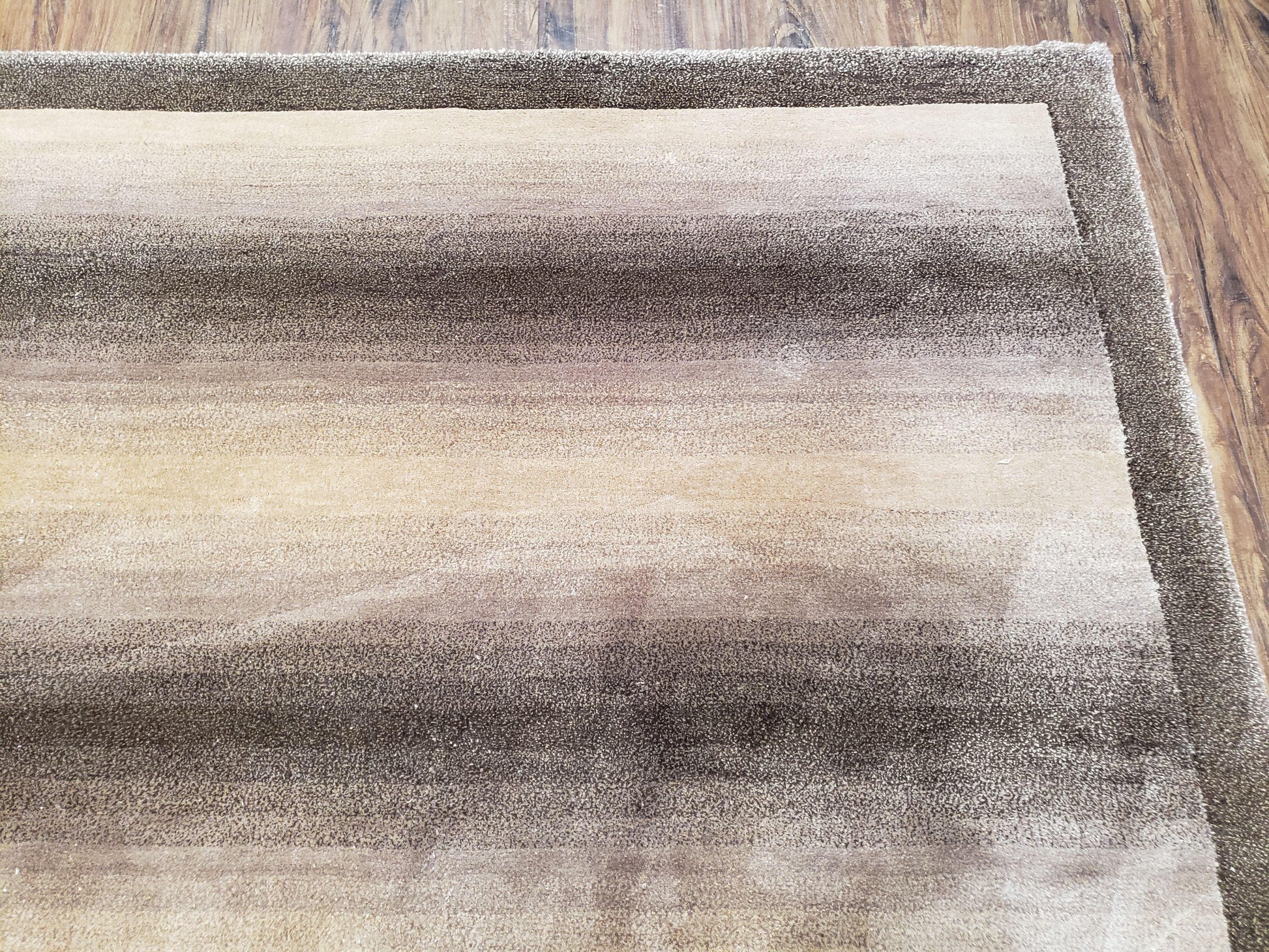 Vintage Safavieh Tibetan Indian Rug 6x9, Nepal Rug, Handmade, Striped Rug, Brown & Beige, 6x9 Oriental Carpet, Wool, Soft - Nuvé