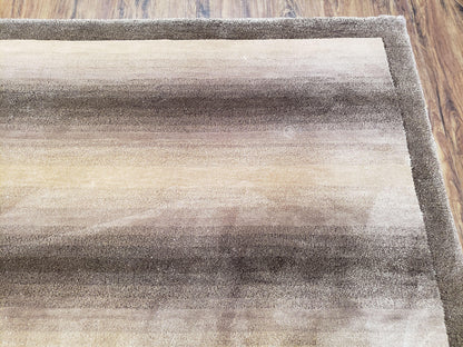 Vintage Safavieh Tibetan Indian Rug 6x9, Nepal Rug, Handmade, Striped Rug, Brown & Beige, 6x9 Oriental Carpet, Wool, Soft - Nuvé