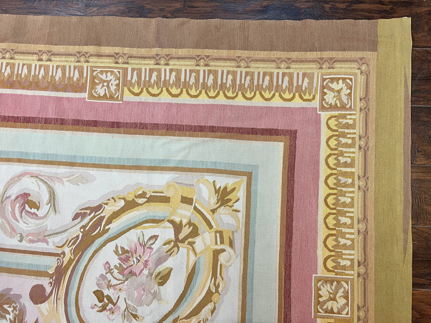 Large Aubusson Rug 11x15, Oversized Gallery Palace Size Flatweave Savonnerie Carpet 11 x 15 ft, Wool Handmade Vintage Elegant European - Nuvé