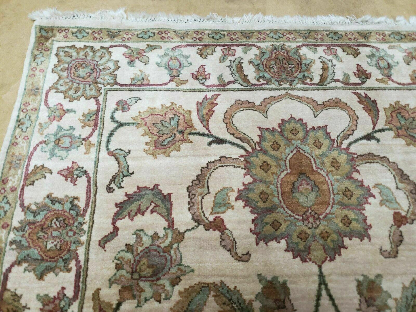 4x12 Vintage Oriental Runner Rug Hand Knotted Indian Agra Wool Tea Washed Beige - Nuvé