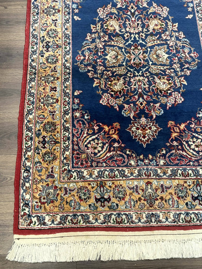 Blue Persian Qum Rug 3.6 x 5, Floral Medallion, Fine 310 KPSI - Nuvé