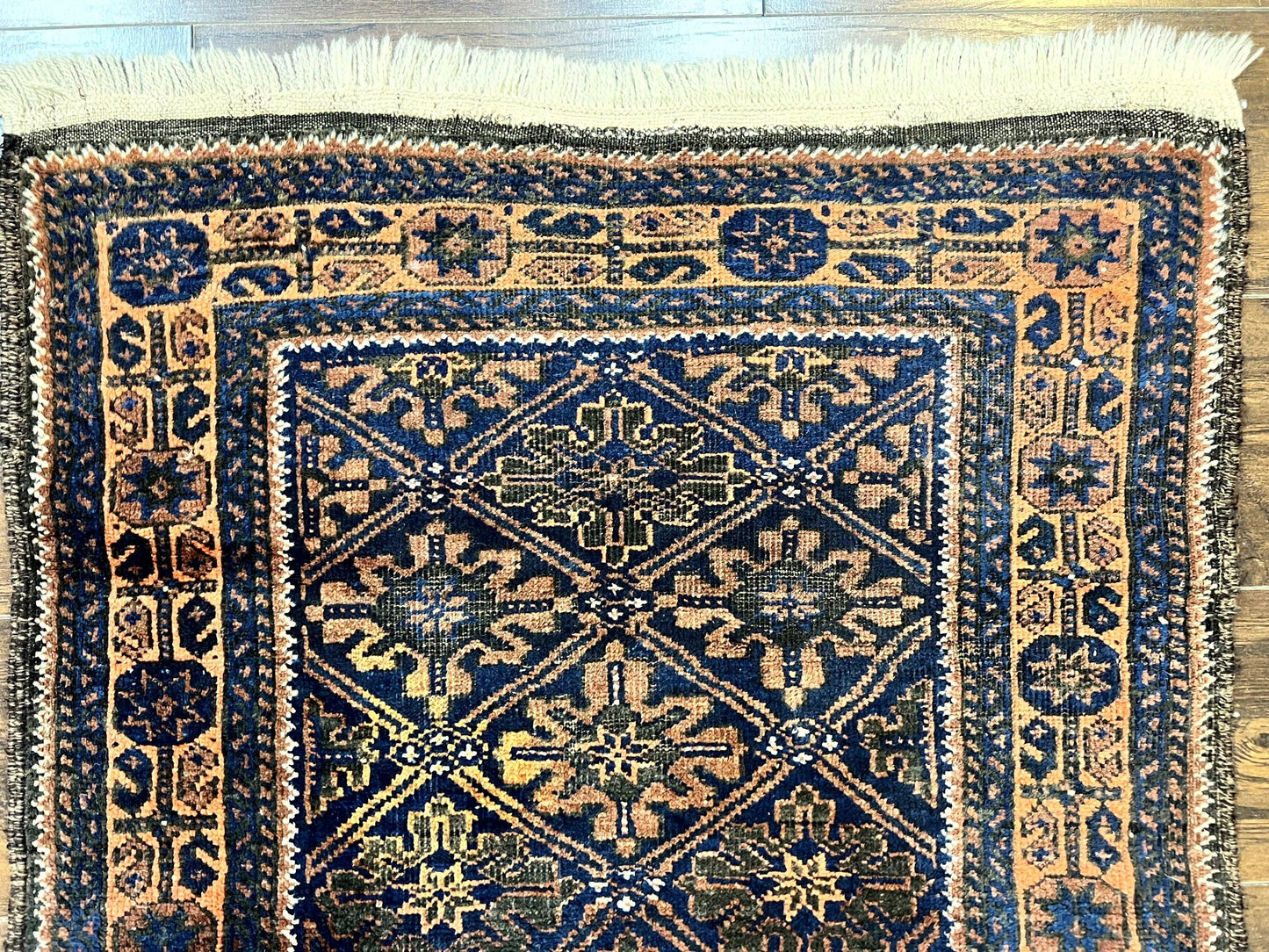 Small Antique Persian Rug 2.7 x 4.7, Handmade Wool Rug, Navy Blue, Balouch Rug, Tribal Rug - Nuvé