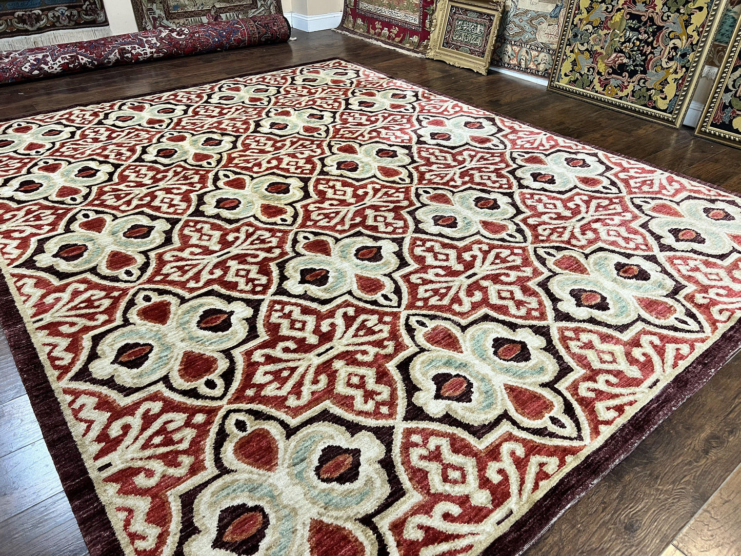 Portuguese Rug 9x12, Vintage Carpet, Handmade Wool Rug - Nuvé