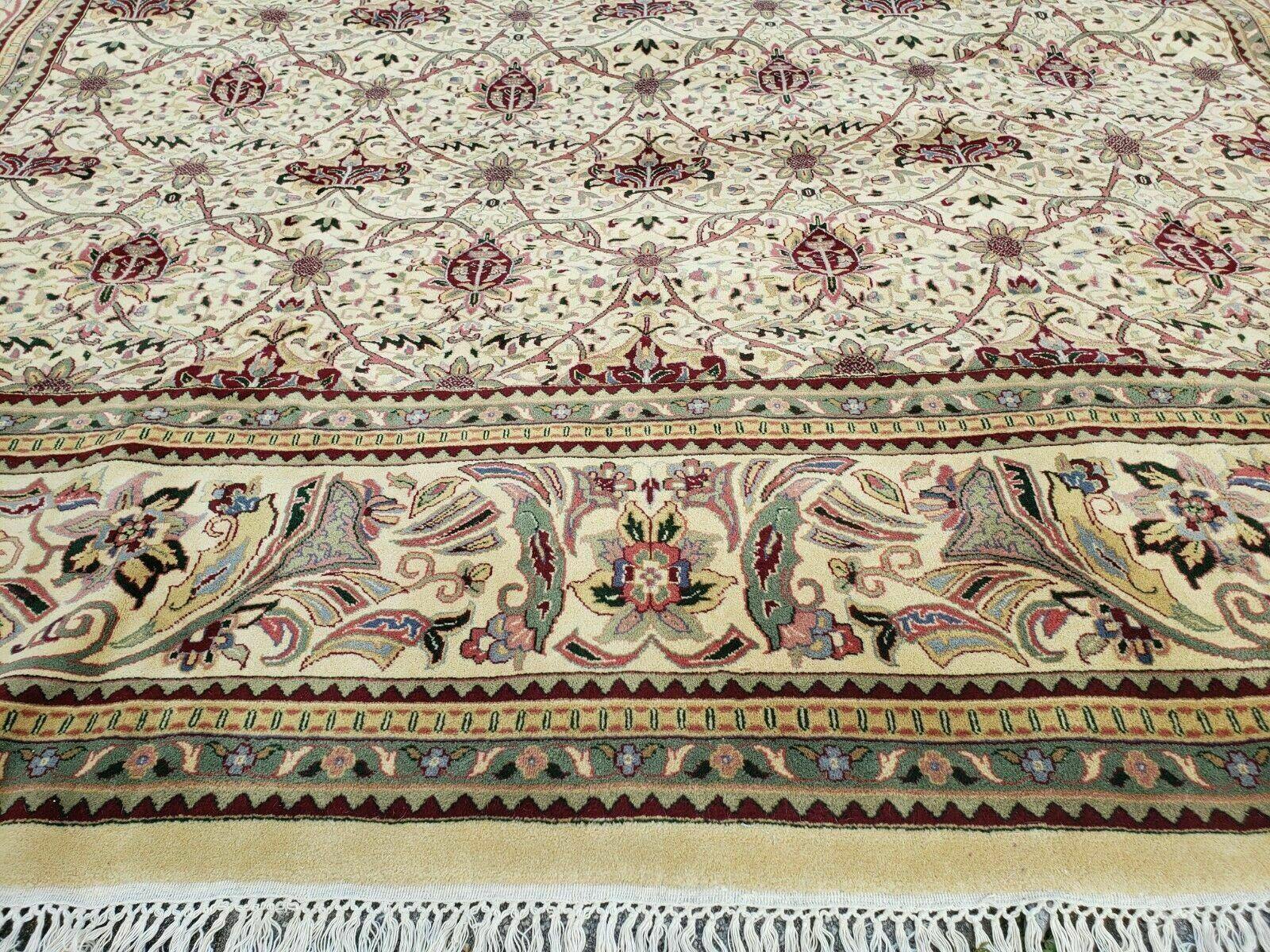 12' X 18' One-of-a-Kind Indian Agra Hand-Knotted Wool Rug Handmade Organic Dyes - Nuvé