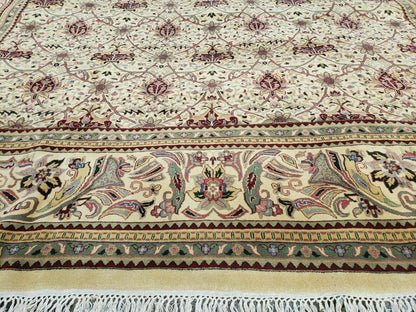 12' X 18' One-of-a-Kind Indian Agra Hand-Knotted Wool Rug Handmade Organic Dyes - Nuvé
