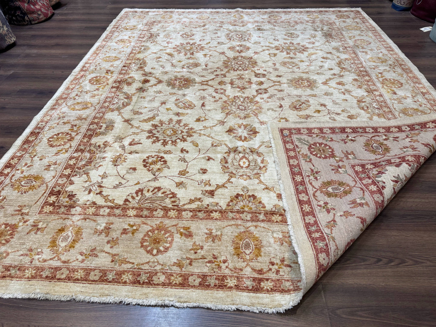 Pakistani Peshawar Rug 8x10, Pak Persian Traditional Oriental Carpet, Handmade, Wool, Allover Pattern - Nuvé