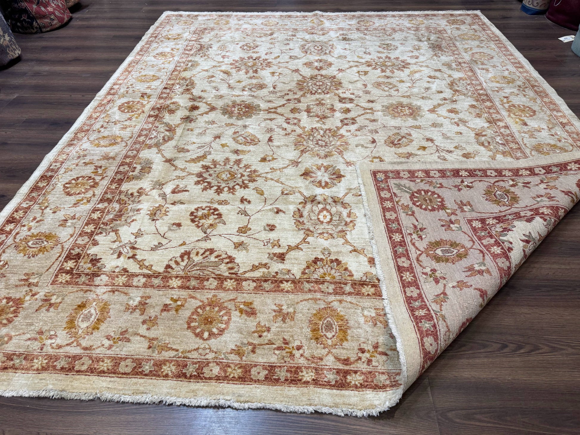 Pakistani Peshawar Rug 8x10, Pak Persian Traditional Oriental Carpet, Handmade, Wool, Allover Pattern - Nuvé