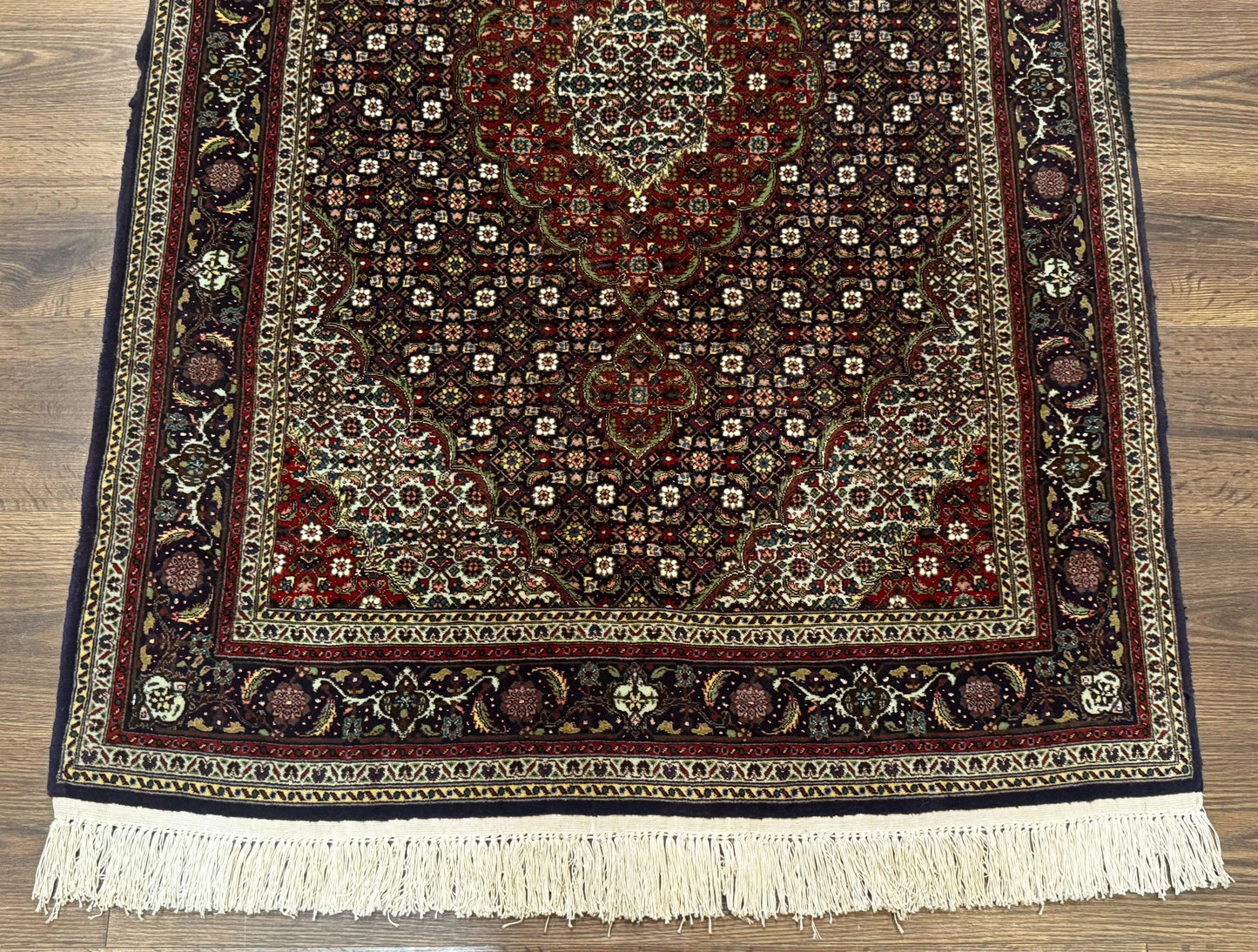 Persian Tabriz Rug 3x5, Wool on Silk Foundation, Very Fine 550 KPSI, Dark Navy Blue - Nuvé