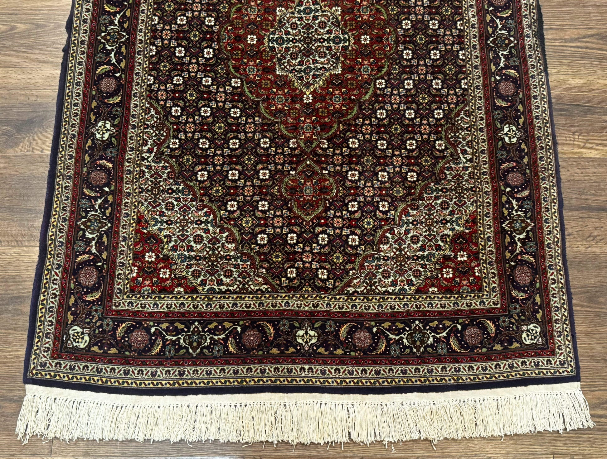 Persian Tabriz Rug 3x5, Wool on Silk Foundation, Very Fine 550 KPSI, Dark Navy Blue - Nuvé