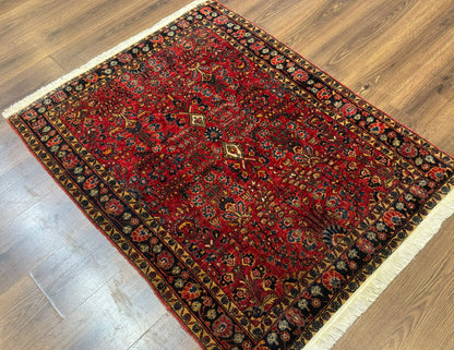 Antique Persian Sarouk Rug 3x4, Red, Floral, 1920s Wool Rug - Nuvé