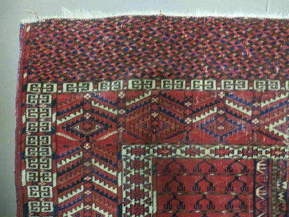 Antique Turkoman Rug 4x5, Ensi Hatchli Tekke Wool Rug - Nuvé