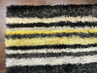 Shag Rug 5x8, Yellow Ivory Charcoal, Contemporary - Nuvé