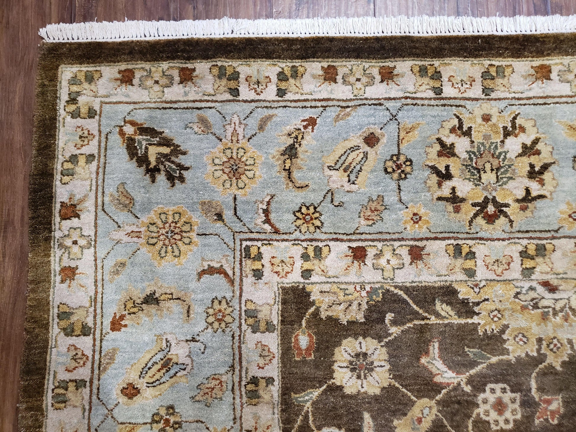9x12 Vintage Handmade Wool Rug Carpet Indo Mahal Oushak Nice Brown Blue - Nuvé