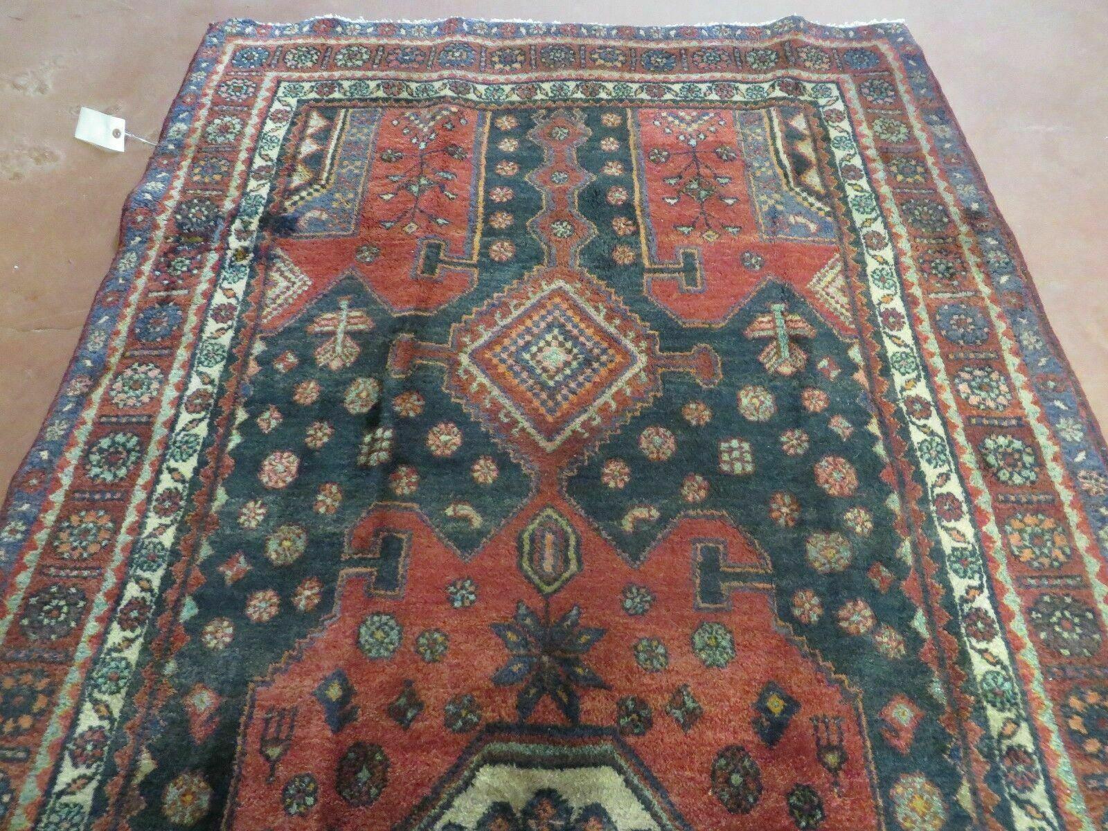 4' X 9' Antique Handmade Turkish Tribal Oriental Geometric Wool Rug # 605 - Nuvé
