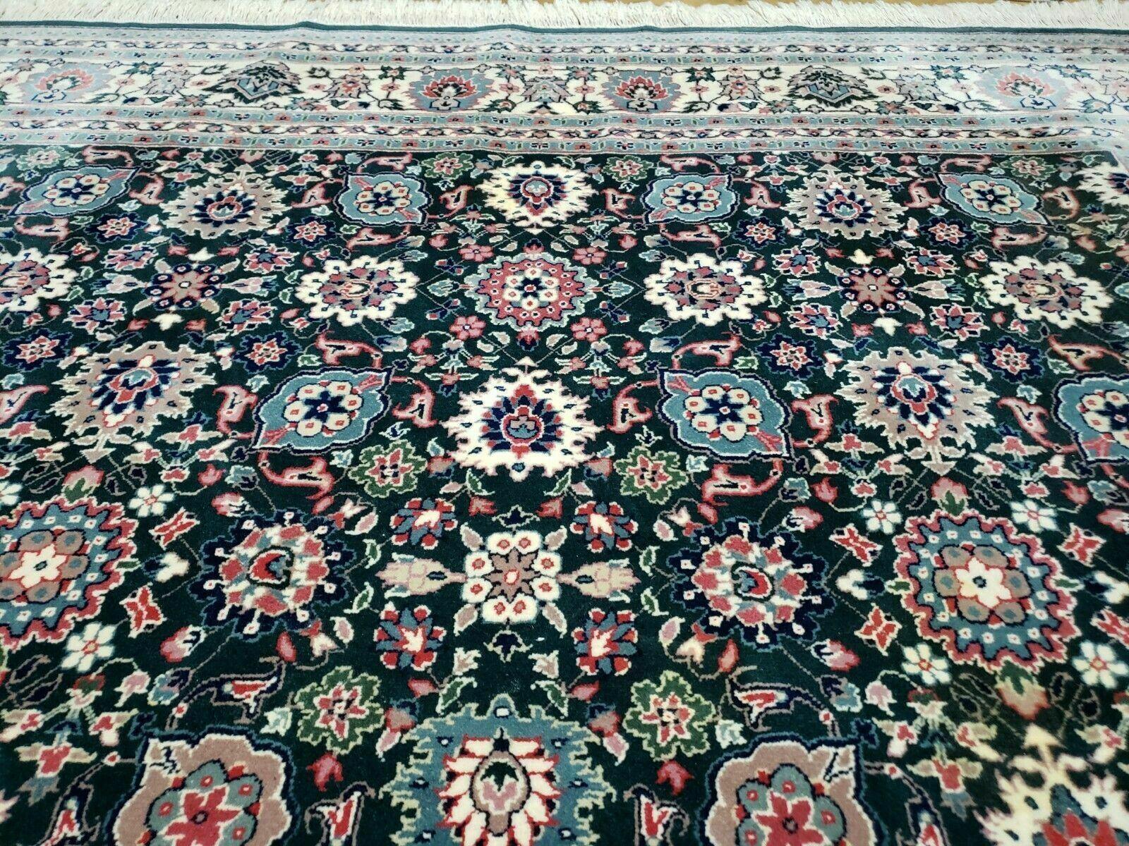 8' X 10' Handmade Indian Oriental Wool Rug Carpet Organic Dye Forest Green Nice - Nuvé