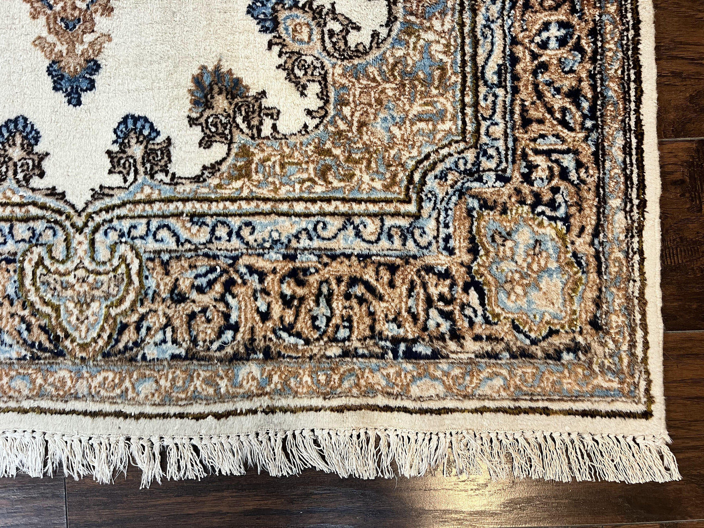 Square Persian Kirman Rug 4x4, Semi Open Field, Handmade - Nuvé