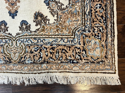 Square Persian Kirman Rug 4x4, Semi Open Field, Handmade - Nuvé