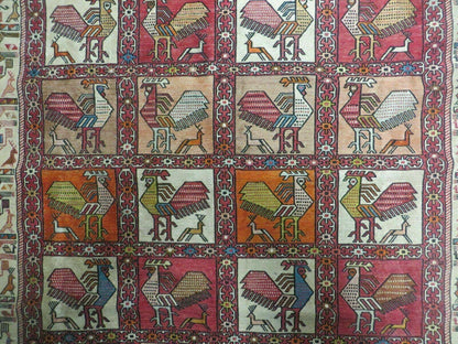 4' X 6' Vintage Russian Kilim Handmade Flat Soumak Weave Silk Wool Rug Organic - Nuvé
