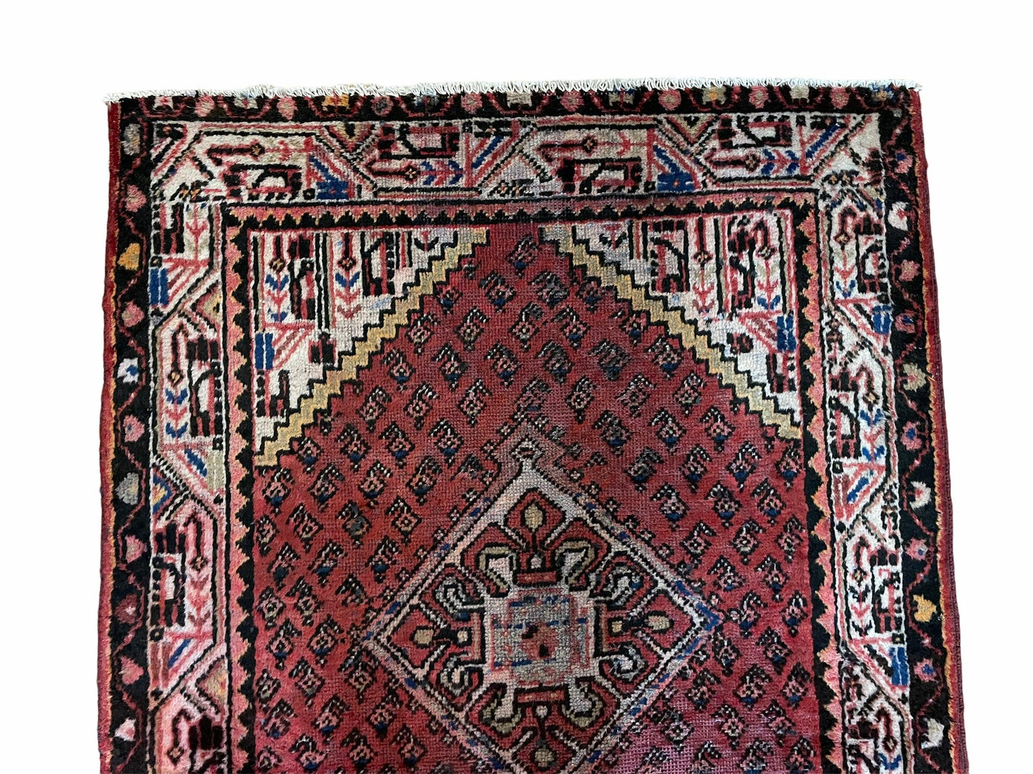 4x6 Antique Rug Handmade Wool Rug Organic Dyes Red Ivory Red Tribal Rug Boho Rug - Nuvé