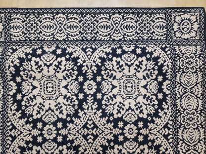 4x6 Power-Loomed Rug Dark Navy Blue & Ivory Oriental Carpet Nice - Nuvé