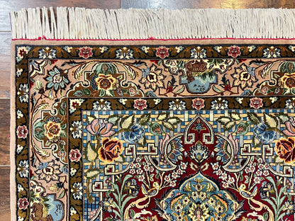 Marvelous Persian Isfahan Rug 3.7 x 5.6, Tree of Life and Animal Pictorials, Handmade Vintage Super Fine 600 KPSI, Kork Wool  Silk Highlights, Rare - Nuvé