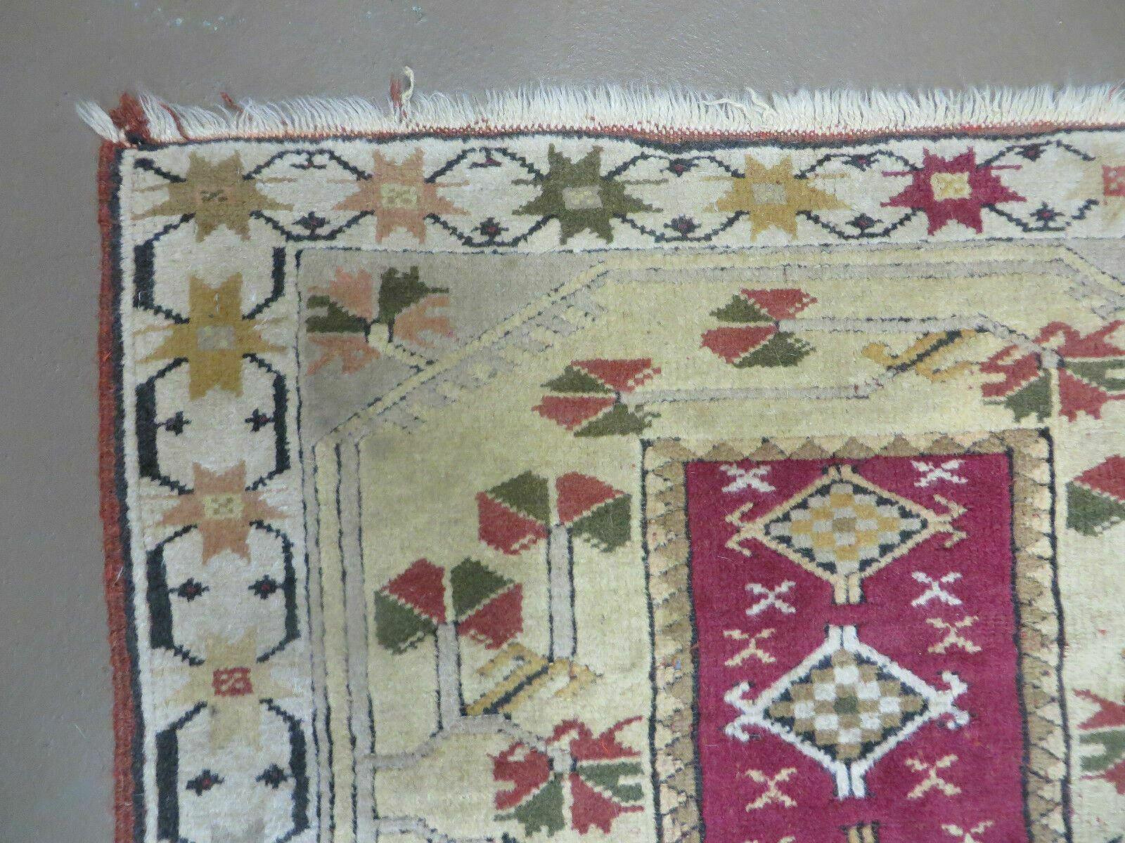 3' X 5' Vintage Handmade Turkish Turkey Oushak MILAS Wool Accent Rug Carpet Nice - Nuvé