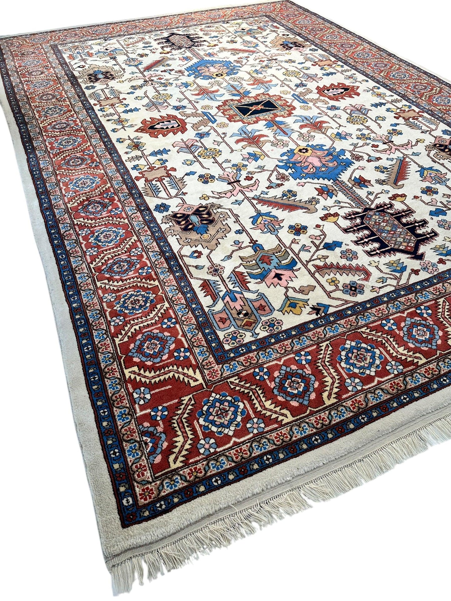 Hand-Knotted Vintage Afghani Serapi Wool Rug – 10'10" x 15'10" – Elegant Traditional Area Rug - Nuvé