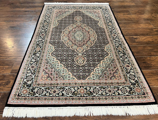 Sino Persian Rug 4x6, Fine Hand Knotted Carpet, Black, Wool, Vintage Rug 4 x 6, Herati Mahi, 300 KPSI - Nuvé
