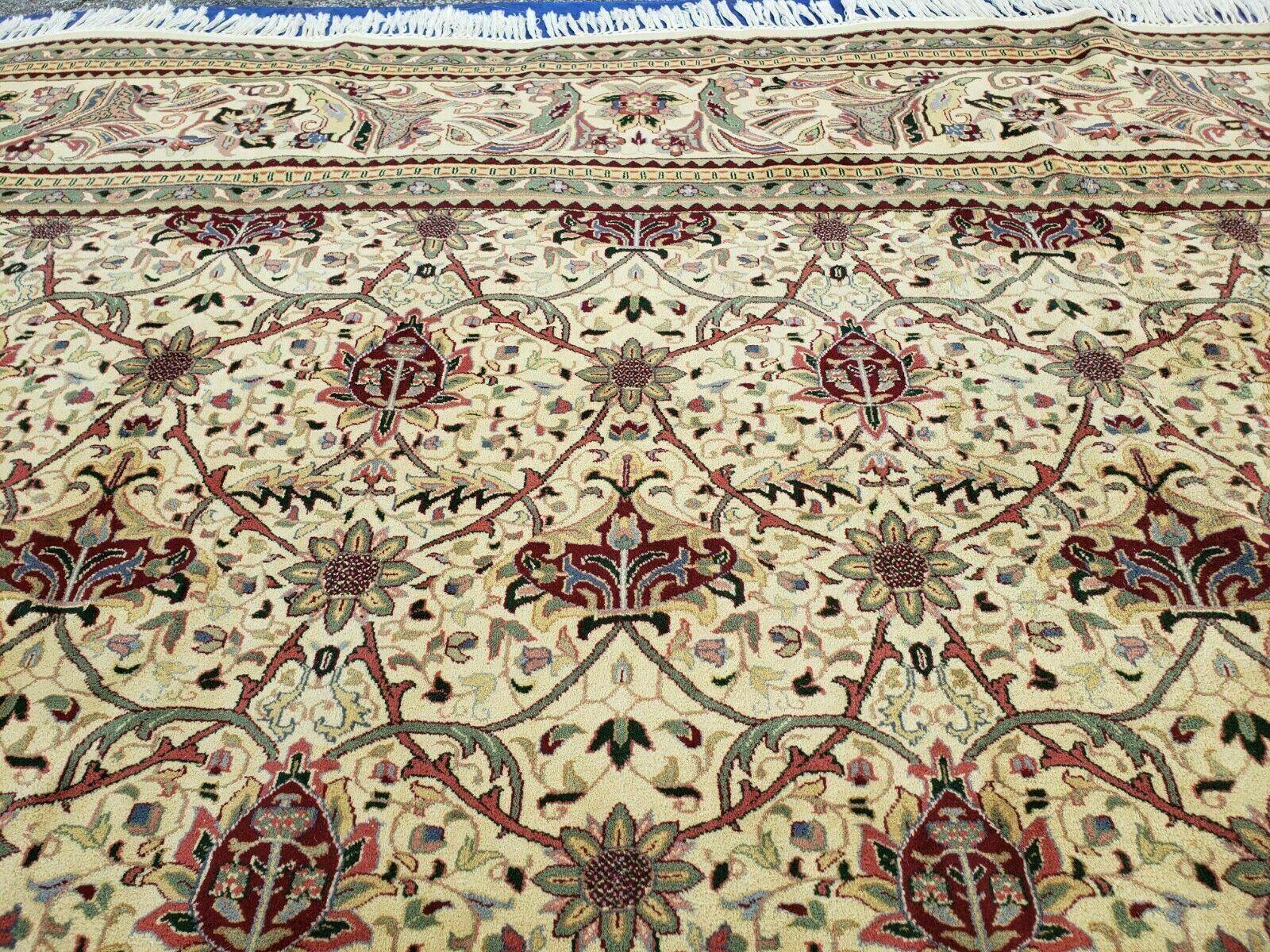 12' X 18' One-of-a-Kind Indian Agra Hand-Knotted Wool Rug Handmade Organic Dyes - Nuvé