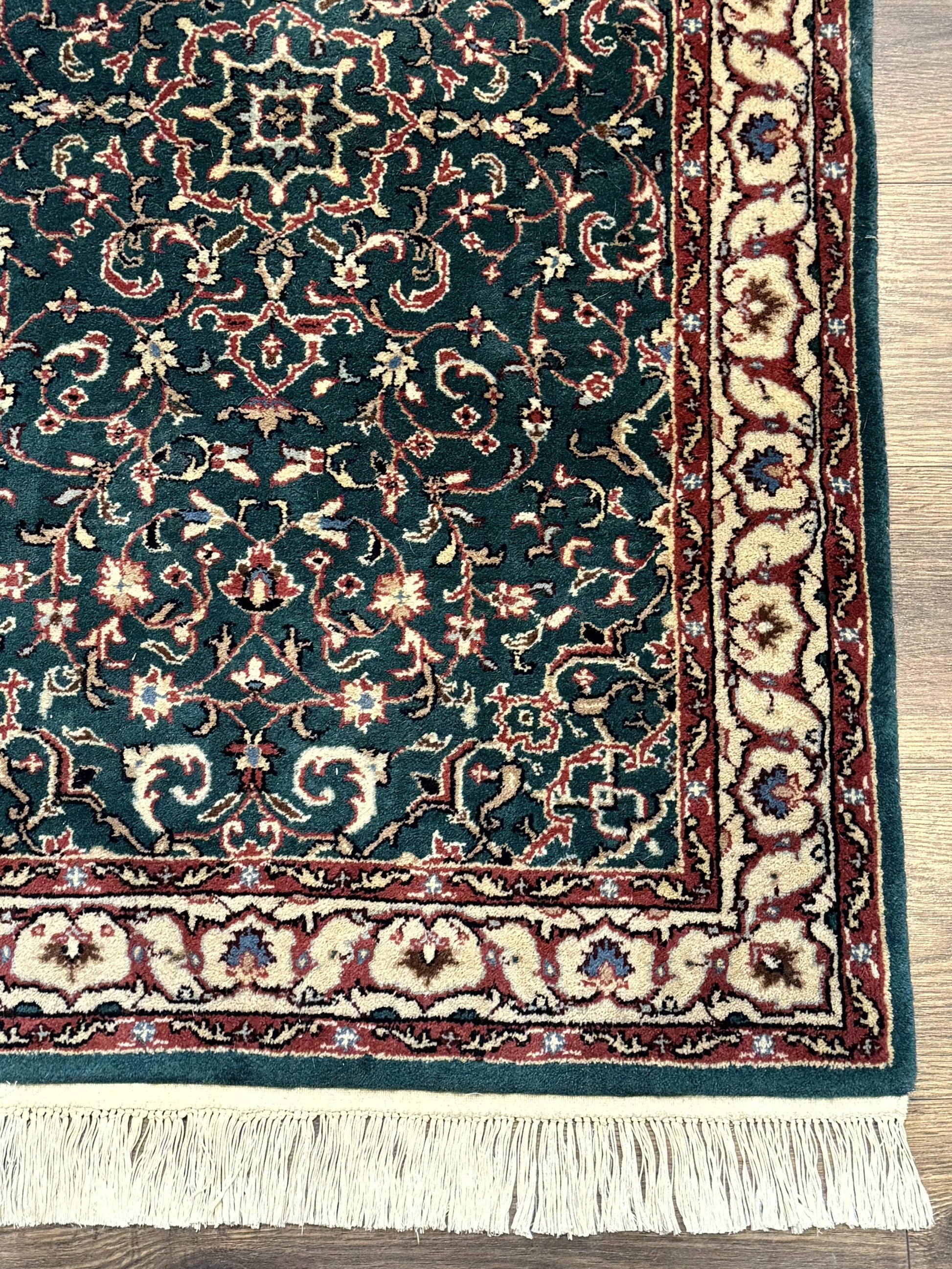 Dark Green Indo Persian Rug 2.5 x 4, Hand Knotted Wool Small Oriental Carpet - Nuvé