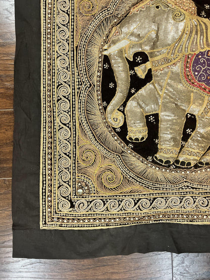 Indian Embroidery 3x3, Elephant Design, Detailed Needlepoint, Beadwork - Nuvé