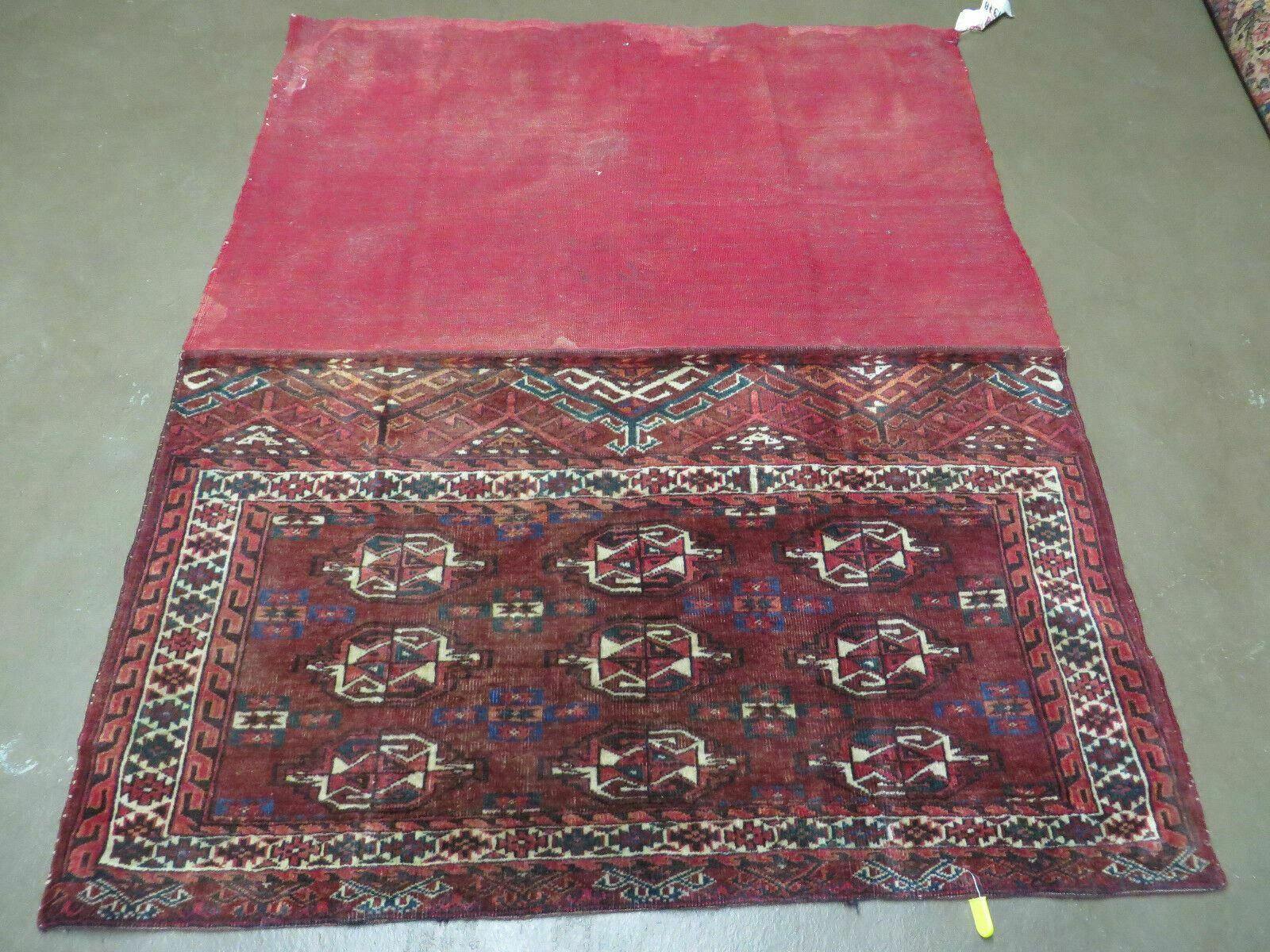 2.5' X 4' Antique Handmade Bokhara Turkoman Yamud Wool Rug Kilim Backing NICE - Nuvé