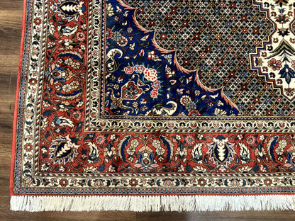 Persian Rug 7x10, Bakhtiari Saman Rug, Unique Design and Colors, Ivory Red Blue, Large Tribal Rug - Nuvé
