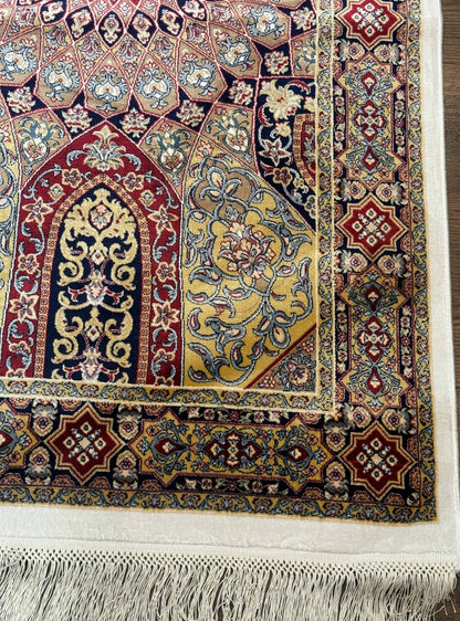 Turkish Silk Runner Rug 2.6 x 10, Dome Design, Hereke Runner, Bamboo Silk, New - Nuvé