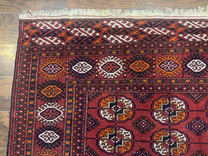 Antique Persian Turkoman Bokhara Rug 7x11, Tribal Rug, Red - Nuvé